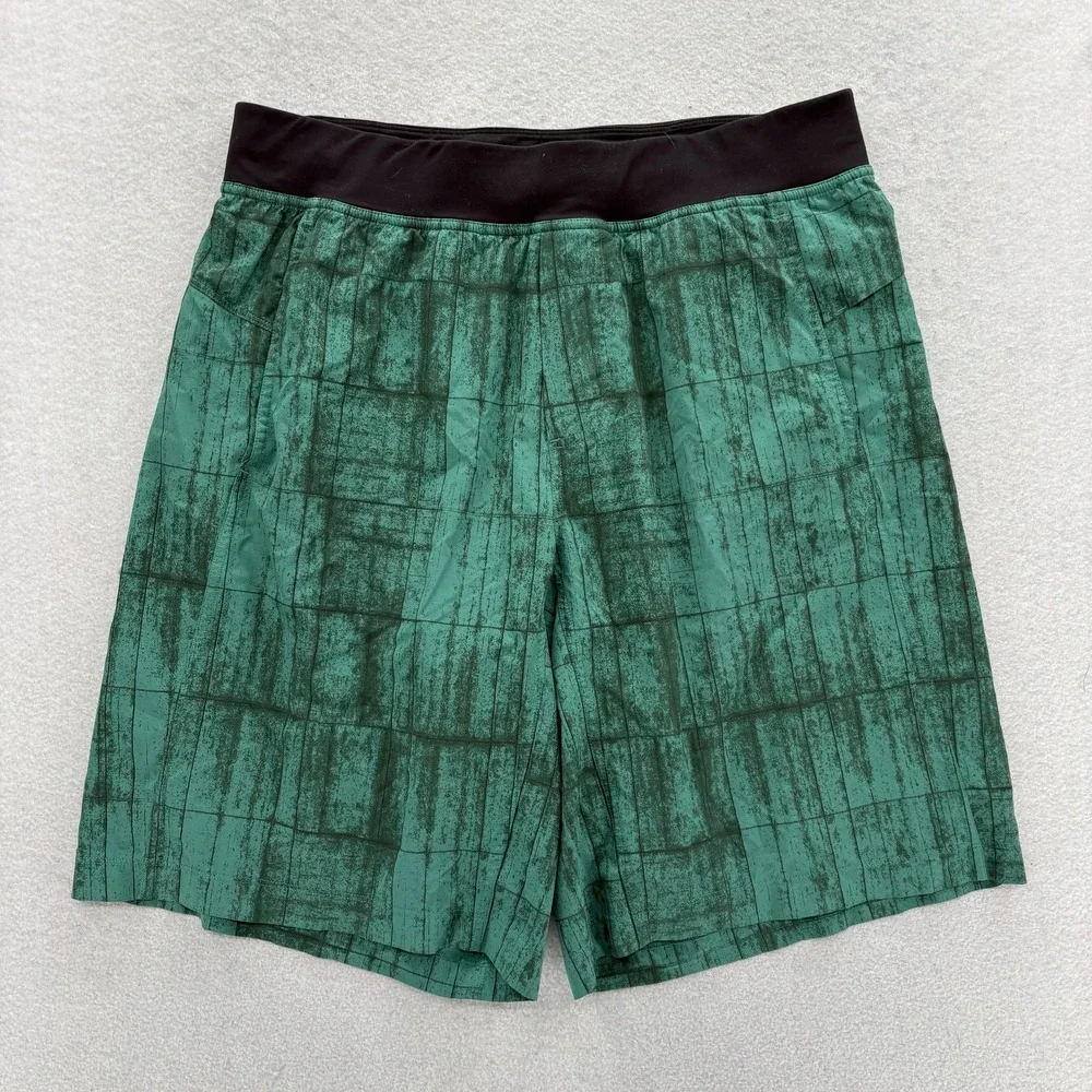 Lululemon Pace Breaker Shorts Mens Large Blue Green Vintage Abstract Running - Picture 1 of 11